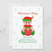 かわいいエルフのホワイトクリスマスパーティー招待状 招待状 (正面)