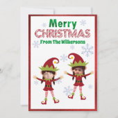 かわいいエルフの女の子カスタム子供写真クリスマス シーズンカード (正面)