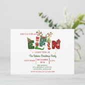 かわいいエルフィンのクリスマスホリデーパーティー招待状 招待状 (スタンド正面)