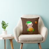 かわいいエルフ & かぼちゃのブラウン クッション (椅子)