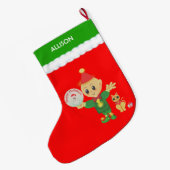 かわいいエルフ ラージクリスマスストッキング (裏面 (吊り時))