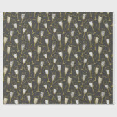 かわいいエレガントお正月のイブ・シャンパングラス ラッピングペーパー (フラット)