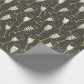 かわいいエレガントお正月のイブ・シャンパングラス ラッピングペーパー (角)