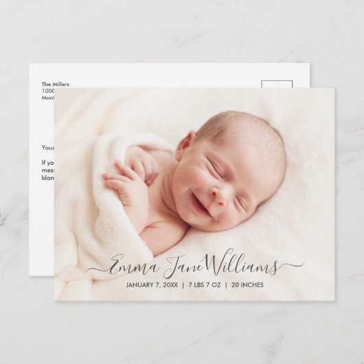 かわいいエレガントお誕生日おめでとう写真はがき 案内ポストカード (正面/裏面)