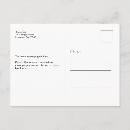 かわいいエレガントお誕生日おめでとう写真はがき 案内ポストカード (裏面)