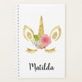 かわいいエレガントかわいらしフローラ金ゴールドグリッター プランナー手帳 (正面)