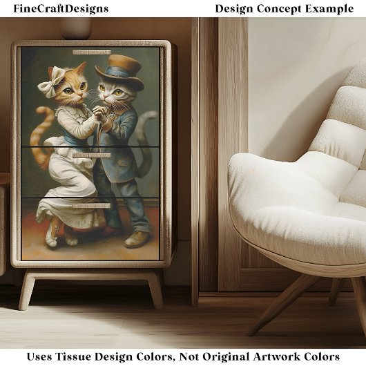 かわいいエレガントな服を着た踊り猫BX1デクページ 薄葉紙