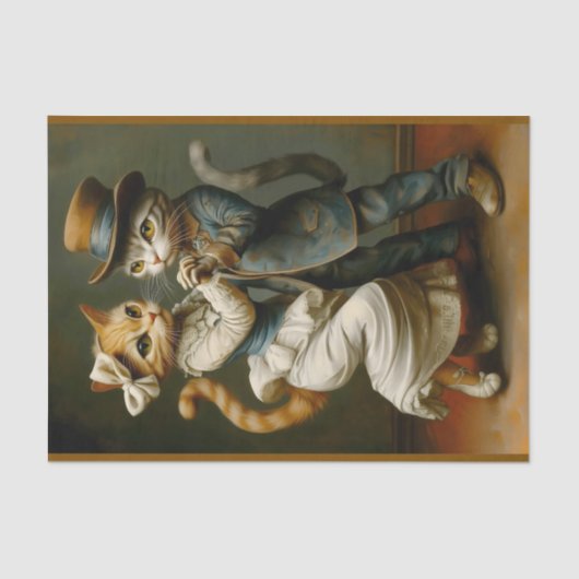 かわいいエレガントな服を着た踊り猫BX1デクページ 薄葉紙 (正面)