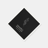 かわいいエレガントな黒のラインアートの花 スタンダードカクテルナプキン (角)