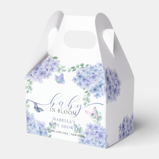 かわいいエレガントアジサイフローラガーデンベイビーシャワー フェイバーボックス (裏面サイド)
