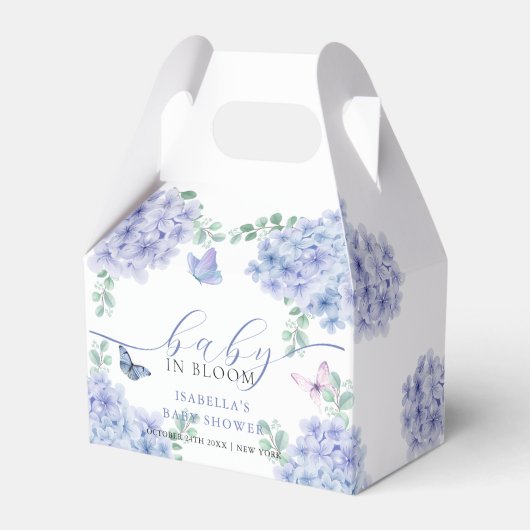 かわいいエレガントアジサイフローラガーデンベイビーシャワー フェイバーボックス (正面サイド)