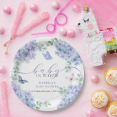かわいいエレガントアジサイフローラガーデンベイビーシャワー ペーパープレート (パーティー)