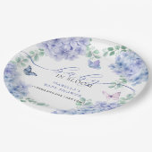 かわいいエレガントアジサイフローラガーデンベイビーシャワー ペーパープレート (アングル)