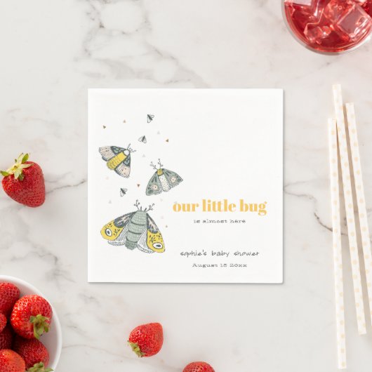 かわいいエレガントイエローグレー小さなバグ赤ちゃんシャワー スタンダードカクテルナプキン (インサイチュ)