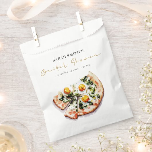 かわいいエレガントエッグバジルピザブライダルシャワーパーティー フェイバーバッグ (クリップ留めされた状態)