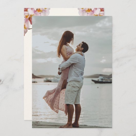 かわいいエレガントクリームフォト結婚式招待状 招待状 (正面/裏面)