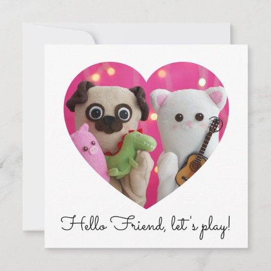 かわいいエレガントシンプルミニマルハートフォトカード (正面)