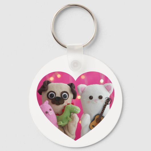 かわいいエレガントシンプルミニマルハート写真 キーホルダー (正面)