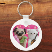 かわいいエレガントシンプルミニマルハート写真 キーホルダー (裏面)