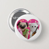 かわいいエレガントシンプルミニマルハート写真 缶バッジ (正面&裏面)