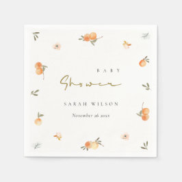 かわいいエレガントソフトオレンジフローラボホベイビーシャワー スタンダードカクテルナプキン