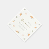 かわいいエレガントソフトオレンジフローラボホベイビーシャワー スタンダードカクテルナプキン (角)