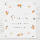 かわいいエレガントソフトオレンジフローラボホベイビーシャワー ワインラベル (シングルラベル)