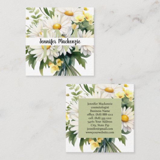 かわいいエレガントデイジー スクエア名刺 (正面/裏面)