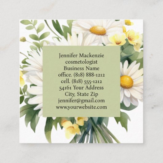 かわいいエレガントデイジー スクエア名刺 (裏面)