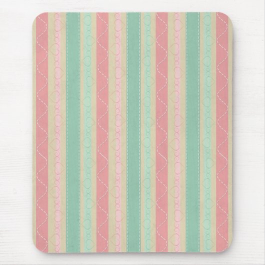 かわいいエレガントトレンディーガーリーのヴィンテージストライプパターン マウスパッド (正面)