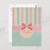 かわいいエレガントトレンディーストライプヴィンテージ ポストカード (正面/裏面)