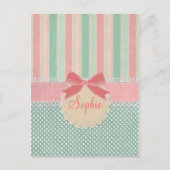 かわいいエレガントトレンディーストライプヴィンテージ ポストカード (正面)