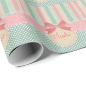 かわいいエレガントトレンディーストライプヴィンテージ ラッピングペーパー (ロールコーナー)