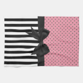かわいいエレガントトレンディーストライプ水玉模様パターン キッチンタオル (横)
