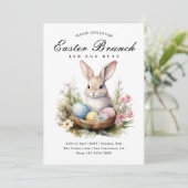 かわいいエレガントバニーイースターブランチ&エッグ狩り 招待状 (スタンド正面)