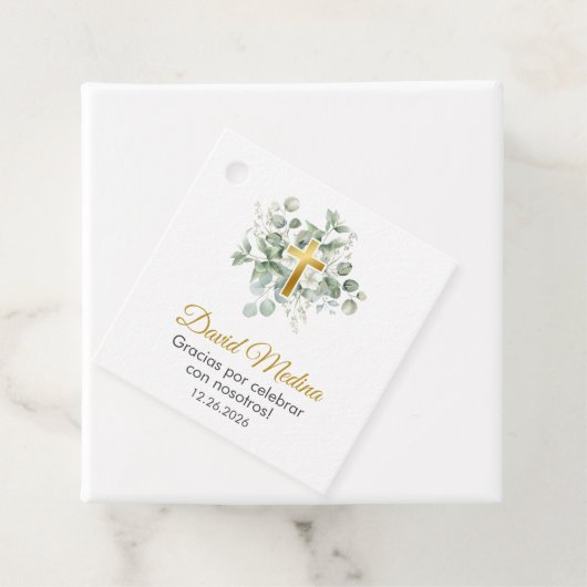 かわいいエレガントバプテスマの水彩緑離れ色 フェイバータグ (インサイチュ)