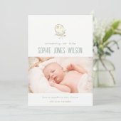 かわいいエレガントパステルバードフォト誕生のお知らせ サンキューカード (スタンド正面)