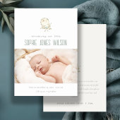 かわいいエレガントパステルバードフォト誕生のお知らせ サンキューカード