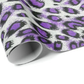 かわいいエレガントパープルヒョウアニマルプリント ラッピングペーパー (ロールコーナー)