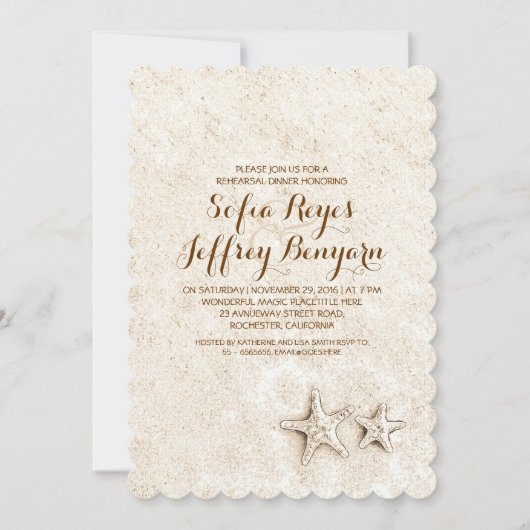 かわいいエレガントビーチリハーサルディナー招待状 招待状 (正面)