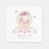 かわいいエレガントピンクのフローラバニー&バーズベビーシャワー スタンダードカクテルナプキン (正面)