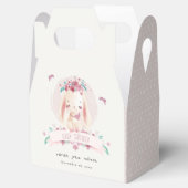 かわいいエレガントピンクのフローラバニー&バーズベビーシャワー フェイバーボックス (オープン)