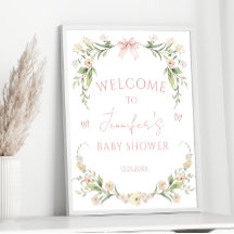 かわいいエレガントピンクのフローラベビーガールシャワーへようこそ