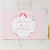 かわいいエレガントピンクのリボン赤ちゃん女の子シャワー ペーパーパッド (インサイチュ)