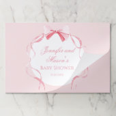 かわいいエレガントピンクのリボン赤ちゃん女の子シャワー ペーパーパッド (折り畳み)