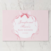 かわいいエレガントピンクのリボン赤ちゃん女の子シャワー