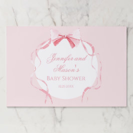 かわいいエレガントピンクのリボン赤ちゃん女の子シャワー ペーパーパッド