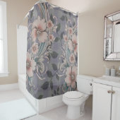 かわいいエレガントフローラギンガムパターン シャワーカーテン (インサイチュ)
