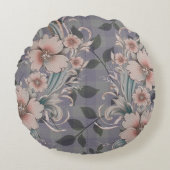 かわいいエレガントフローラギンガムパターン ラウンドクッション (正面)