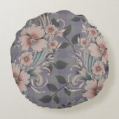 かわいいエレガントフローラギンガムパターン ラウンドクッション (裏面)